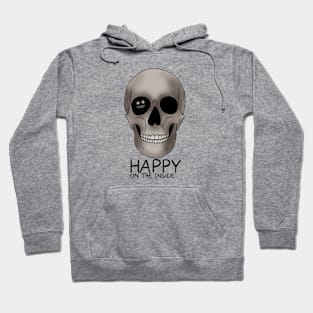 Happy on the inside text skull Hoodie